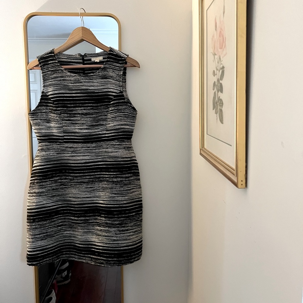 Tulle Anthropologie Lined Tweed Dress In Black White